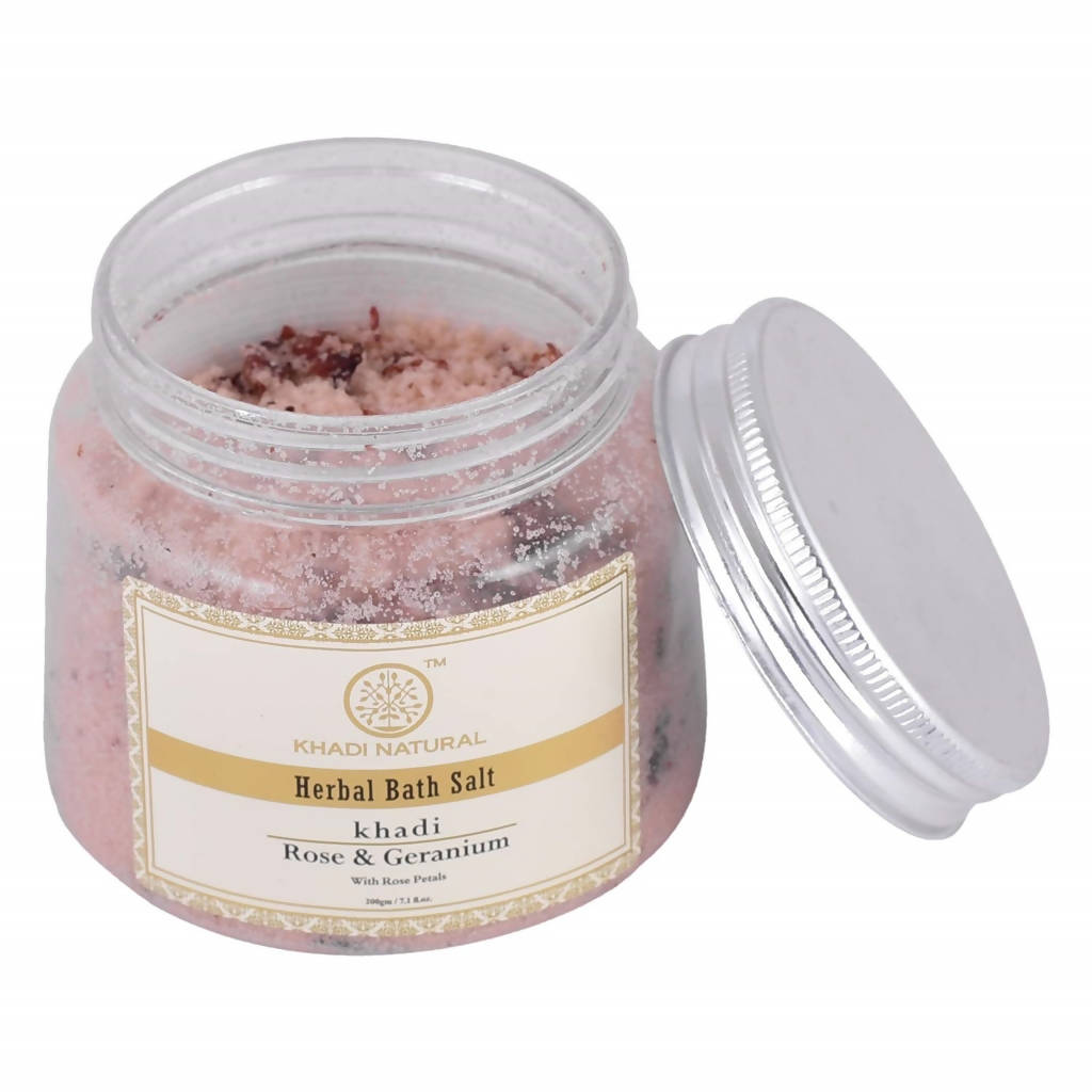 Khadi Natural Rose & Geranium With Rose Petals Bath Salt