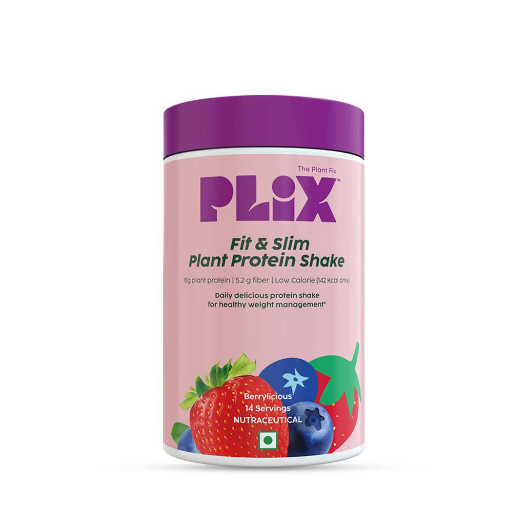 PLIX The Plant Fix Fit & Slim Smoothie Plant Protein Shake Powder - Strawberry - BUDEN