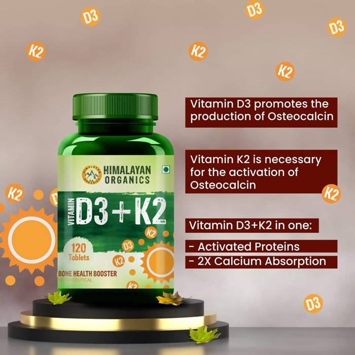 Himalayan Organics Vitamin D3 + K2 Promote Healthy Bones Nutraceutical Tablets