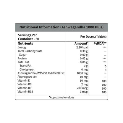 Neuherbs Ashwagandha 1000 Plus Tablets with Vitamins