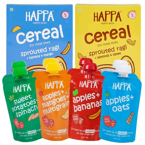 Happa Organic Baby Food, Fruit Puree and Cereal Combo -  USA, Australia, Canada 
