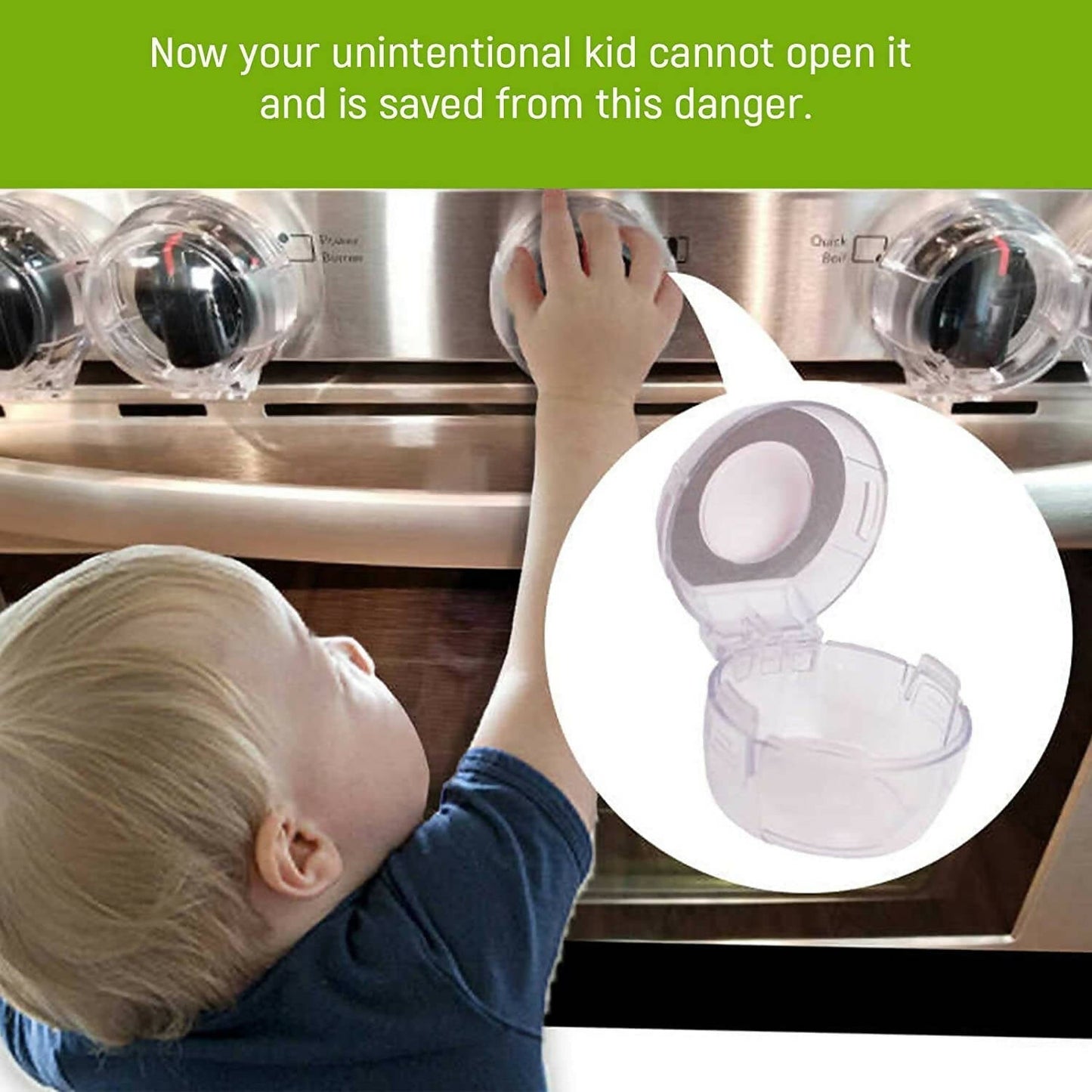 Safe-O-Kid Gas Stove Knobs Transparent Guards for Indoor Baby Safety Set of 2 Pcs