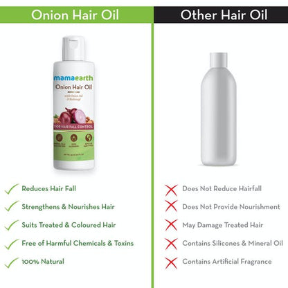 Mamaearth Onion Hair Oil With Onion & Redensyl For Hair Fall Control