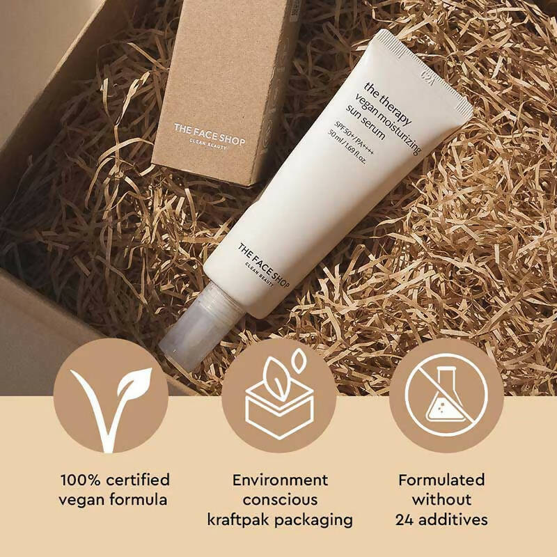 The Face Shop The Therapy Vegan Moisturizing Sun Serum SPF 50+