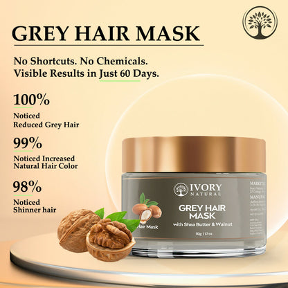 Ivory Natural Grey Mask For Hair - White To Black Hair Naturally For Both Men & Women