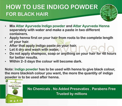 Attar Ayurveda Pure & Natural Indigo Powder - Natural Hair Dye