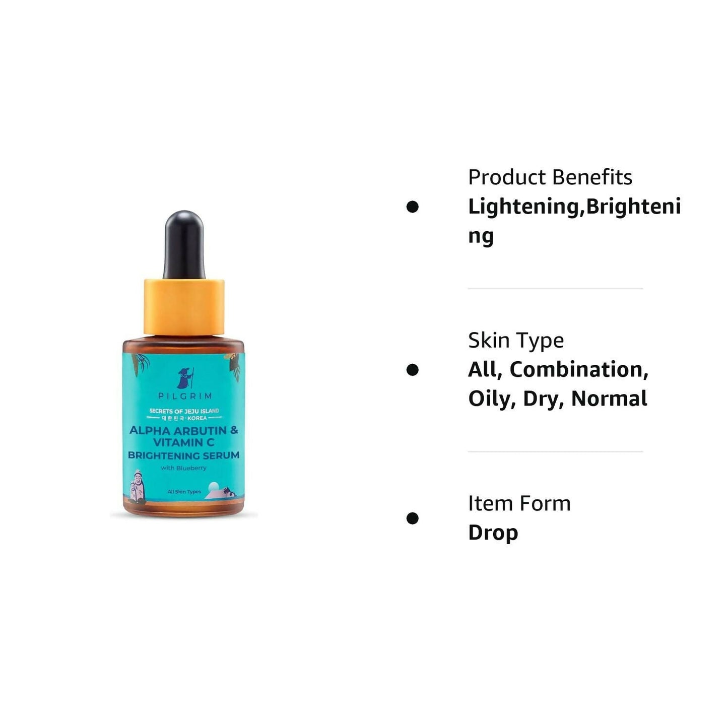 Pilgrim 2% Alpha Arbutin & 3% Vitamin C Brightening Face Serum For Glowing Skin - Korean Skin Care