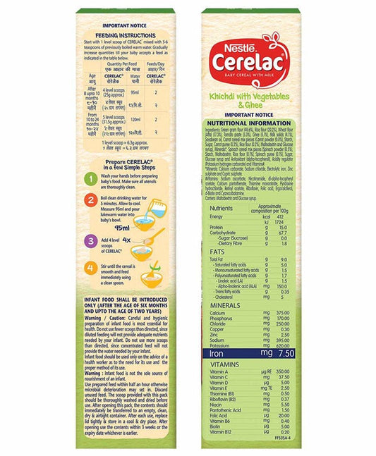 Nestle Cerelac Baby Cereal With Milk - Khichdi With Vegetables & Ghee