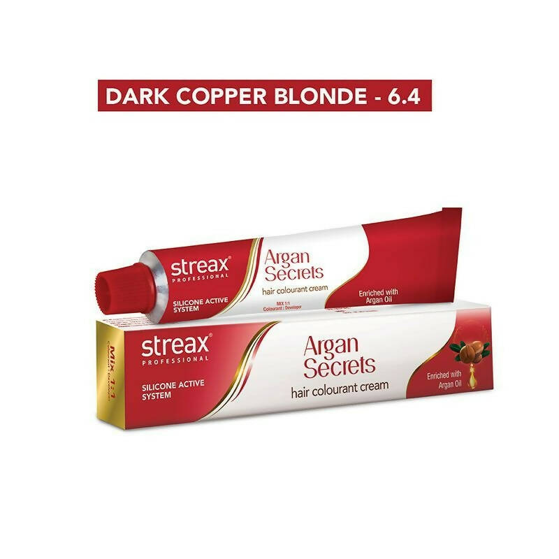 Streax Professional Argan Secrets Hair Colourant Cream - Dark Copper Blonde 6.4