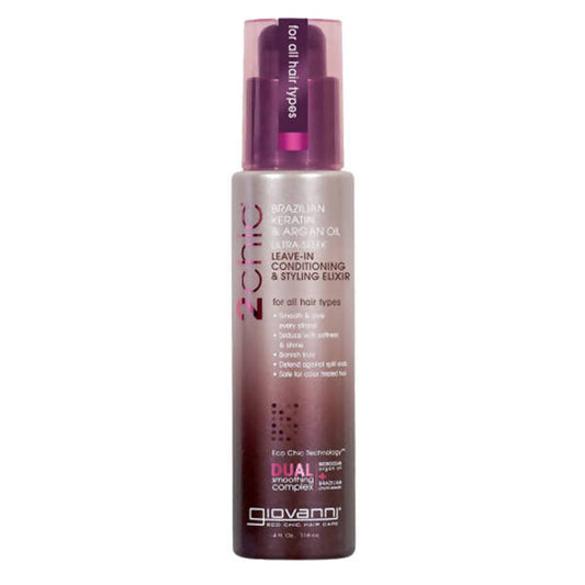 Giovanni Organic 2Chic Brazilian Keratin & Argan Oil Ultra-Sleek Leave-In Conditioning & Styling Elixir