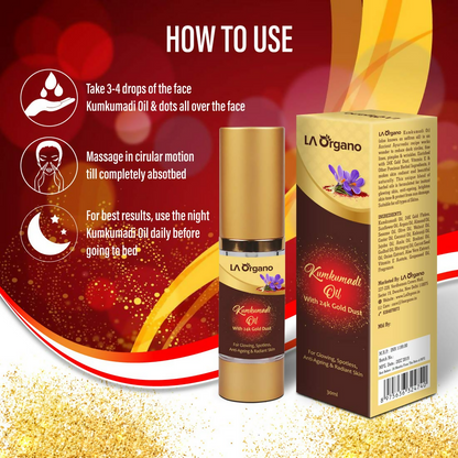 LA Organo Kumkumadi Oil Enriched with 24K Gold Dust