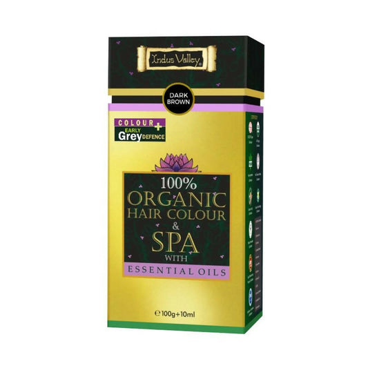 Indus Valley 100% Organic Hair Color & SPA with Essential Oil - Dark Brown - BUDNE