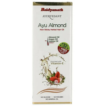 Baidyanath Jhansi Ayurvedant Ayu Almond Non Sticky Herbal Hair Oil - BUDNE