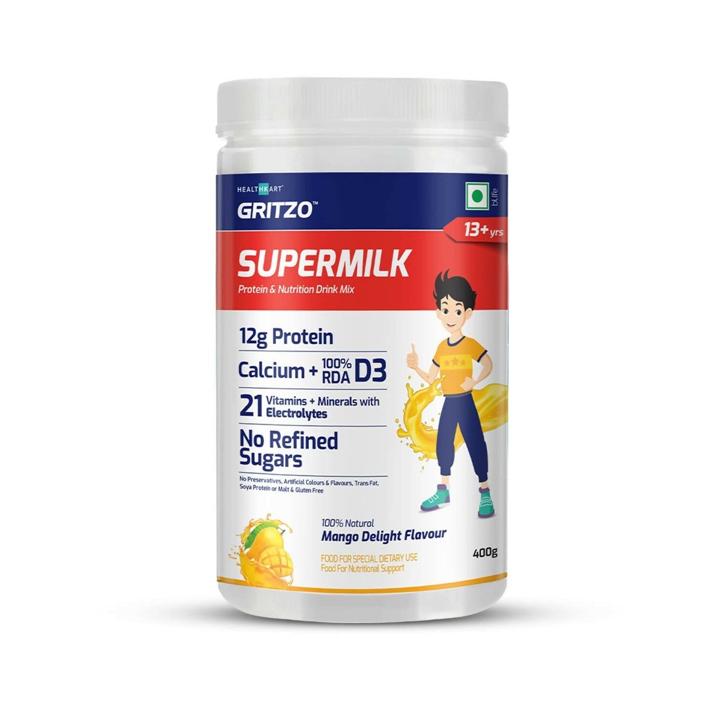 Gritzo Supermilk Powder 13+Y (Teen Athletes), Health Drink For Kids - BUDNE