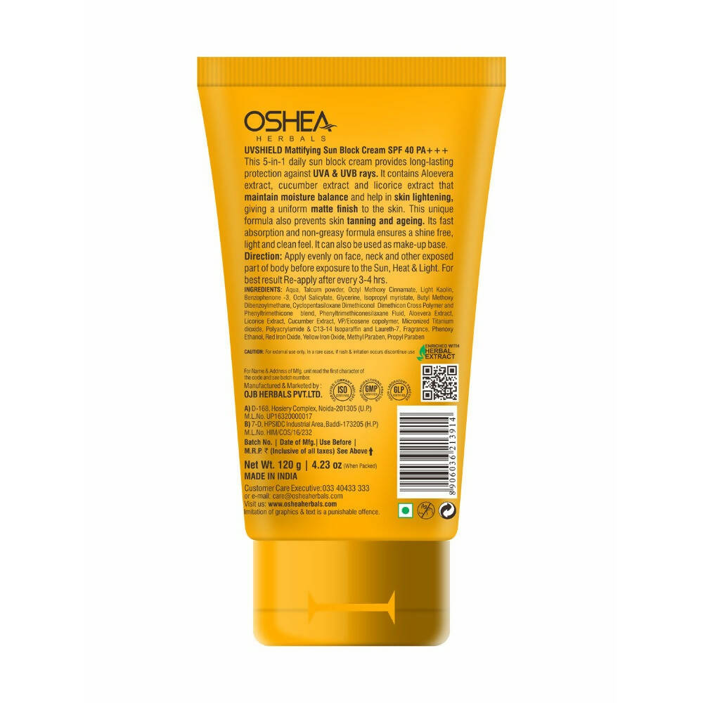 Oshea Herbals UV Shield Mattifying Sun Block Cream 5 In One Solution SPF 40