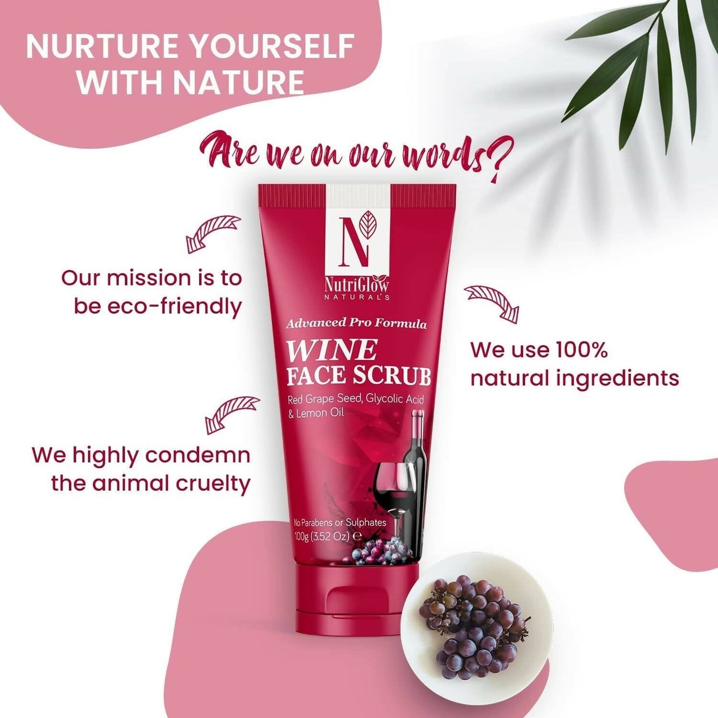 NutriGlow NATURAL'S Advanced Pro Formula Wine Face Scrub