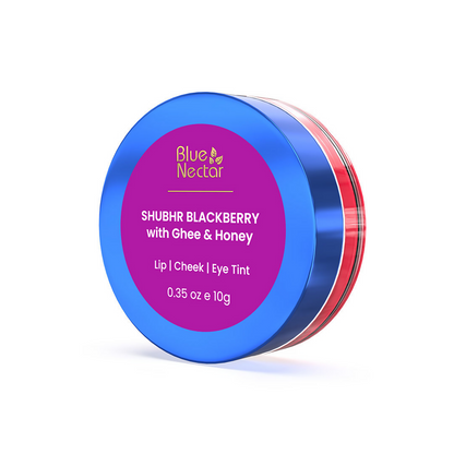 Blue Nectar Shubhr Blackberry Lip, Cheek & Eye Tint with Ghee & Almond Oil