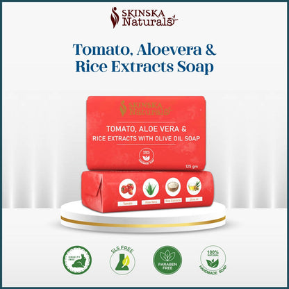 Skinska Natural Tomato, Aloe Vera & Rice Extracts With Olive Oil Soap