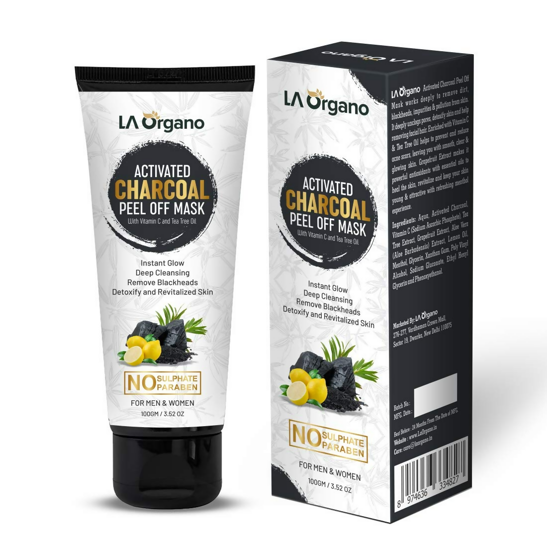 LA Organo Blackhead Remover Activated Charcoal Peel Off Mask