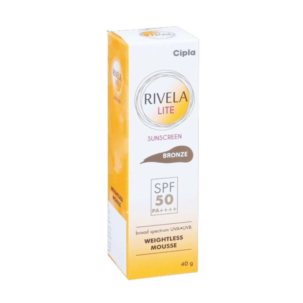 Cipla Rivela Lite Weightless Mousse Broad Spectrum UVA/UVB Sunscreen, Bronze SPF 50+