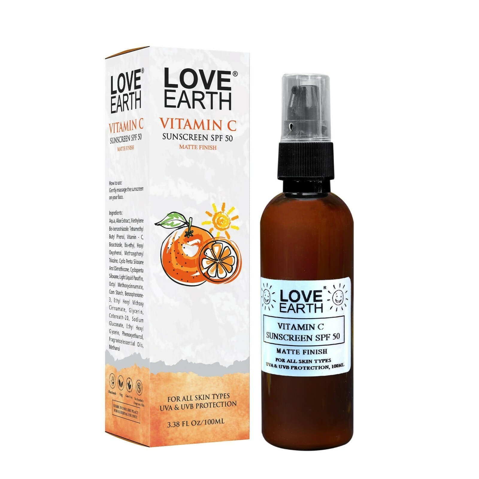 Love Earth Vitamin C ??? Sunscreen Spf 50 ??? Matte Finish - BUDNE