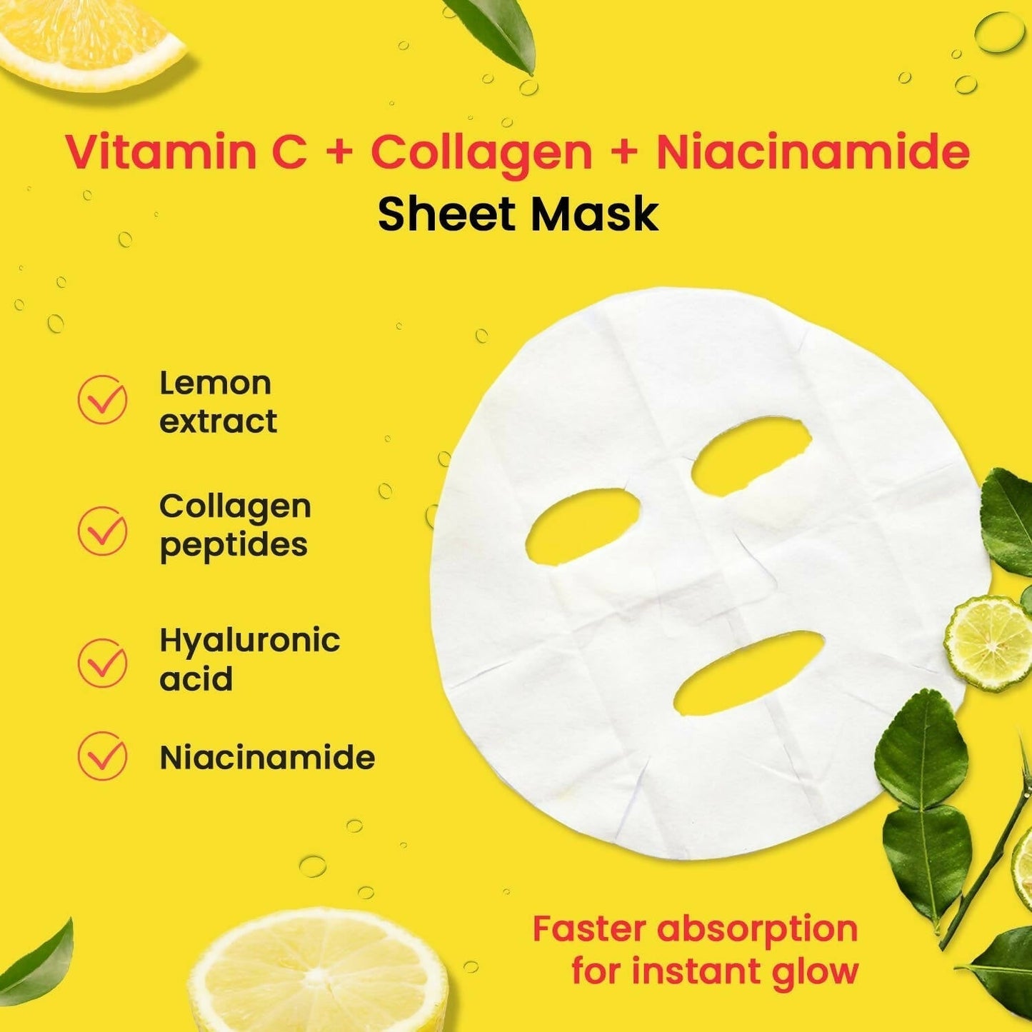 Chicnutrix Illume Face Sheet Mask Infused With Lemon Essence Rich In Vitamin C Radiant and Glowing Skin