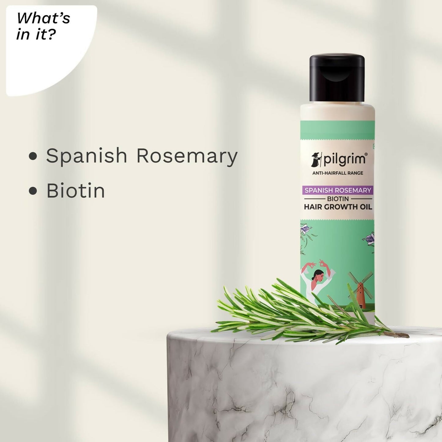 Pilgrim Spanish Rosemary & Biotin Hair Growth Oil To Control Hair Fall & Strengthens Hair