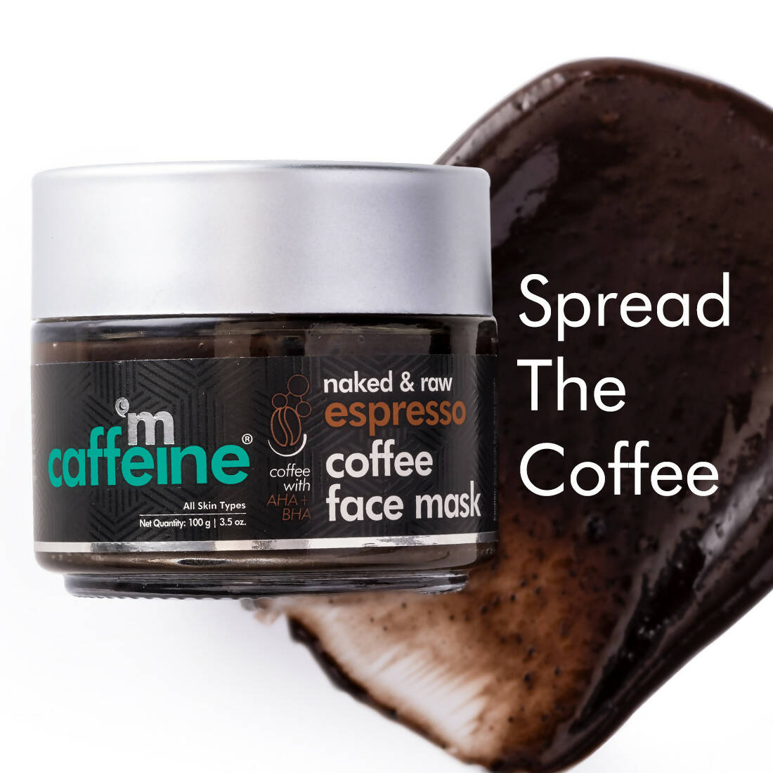 mCaffeine Naked & Raw Espresso Coffee Face Mask with Natural AHA & BHA