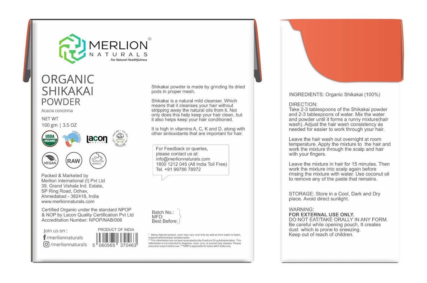 Merlion Naturals Amla Aritha and Shikakai Powder Combo