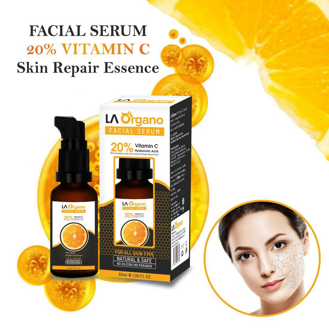 LA Organo Vitamin C Face Serum Anti-Aging Formula For Face Glowing