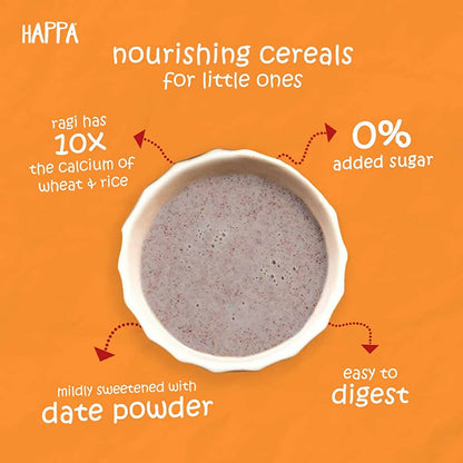 Happa Organic Baby Food Sprouted Ragi, Almonds + Dates Porridge Mix-Stage 2