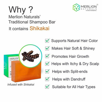 Merlion Naturals Traditional Shampoo Bar with Shikakai and Reetha