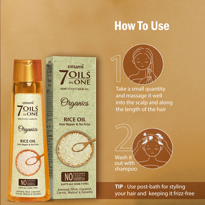 Emami 7 Oils In One Organics Rice Hair Oil