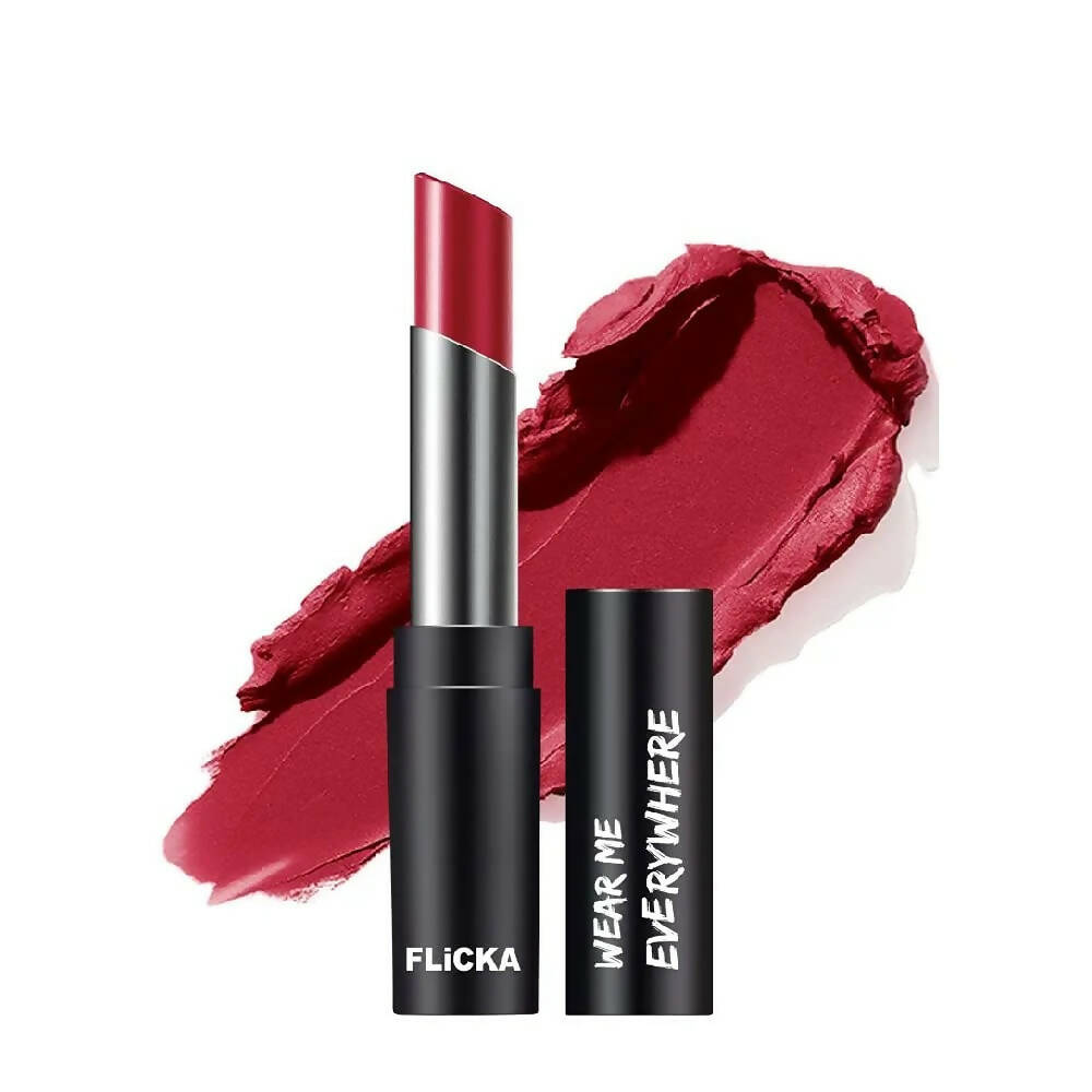 FLiCKA Wear Me Everywhere Creamy Matte Lipstick Drop Dead Red - BUDNE