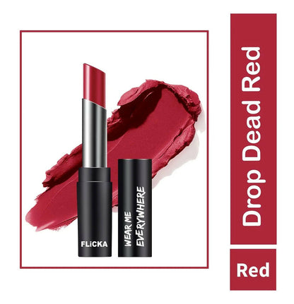 FLiCKA Wear Me Everywhere Creamy Matte Lipstick Drop Dead Red