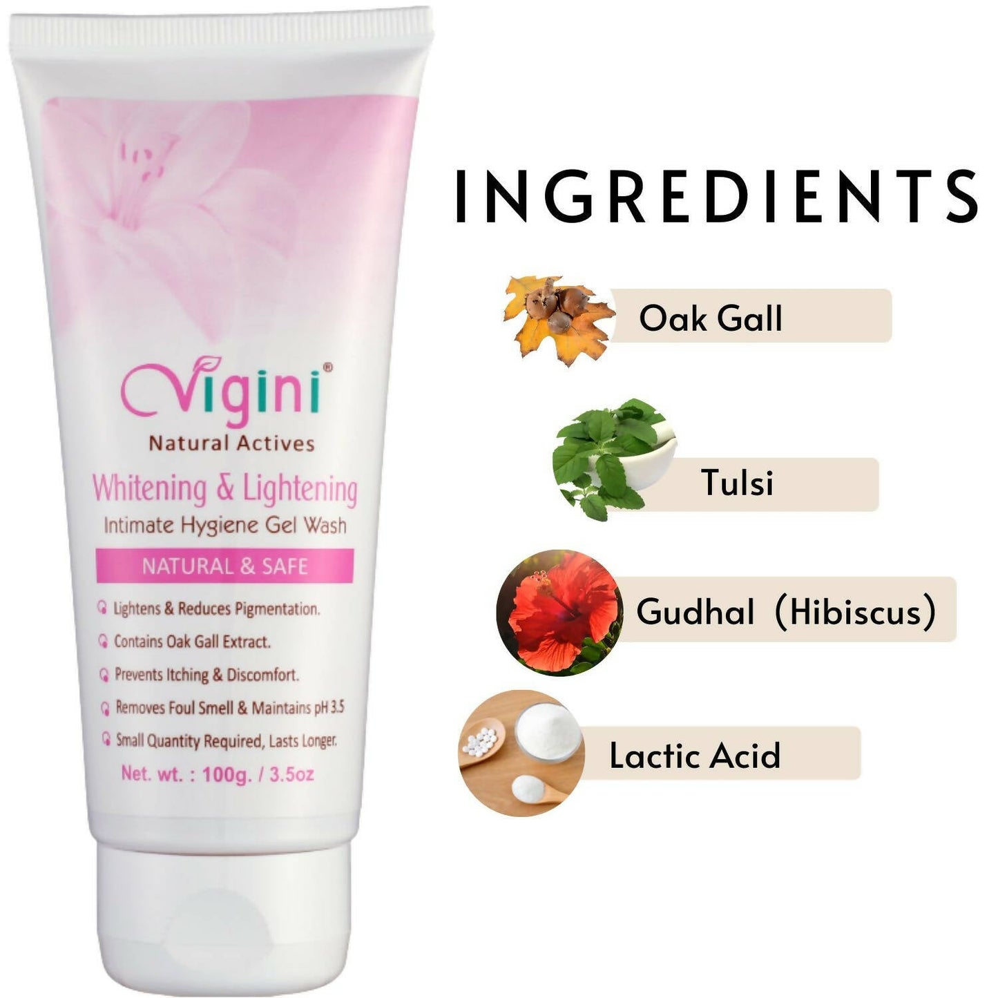 Vigini Natural Actives Vaginal Lightening Whitening Intimate Feminine Hygiene Gel Wash for Women