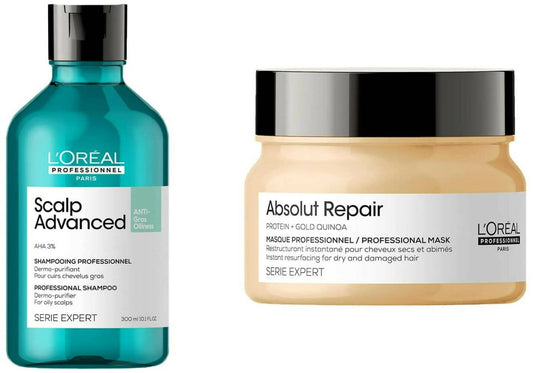 L'Oreal Paris Professionnel Scalp Advanced Anti-Oiliness Dermo-Purifier Shampoo Absolut Repair Professional Hair Mask -  buy in usa canada australia