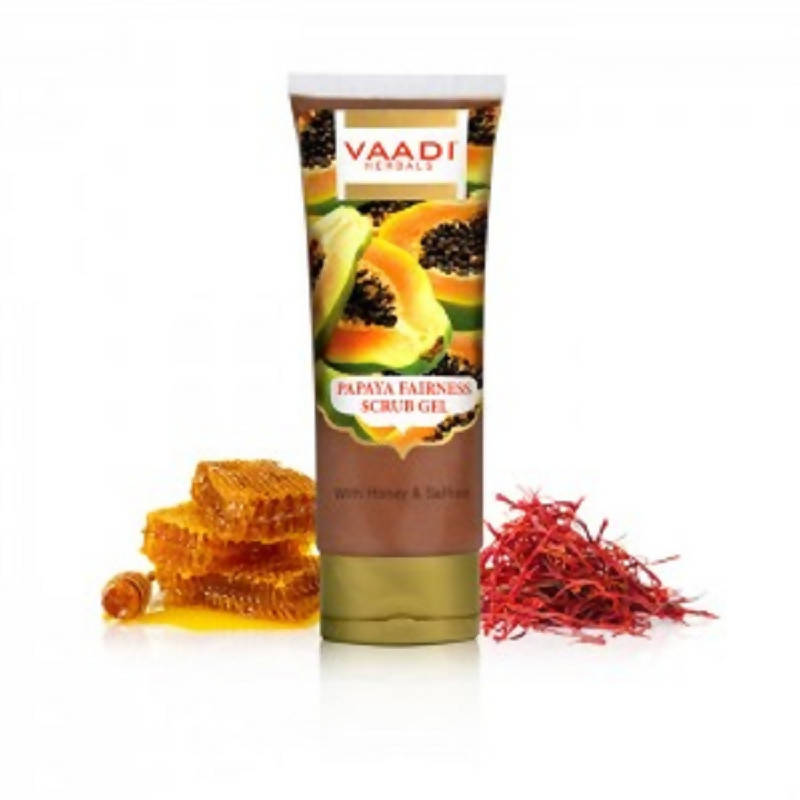 Vaadi Herbals Papaya Fairness Scrub Gel with Honey and Saffron - BUDEN
