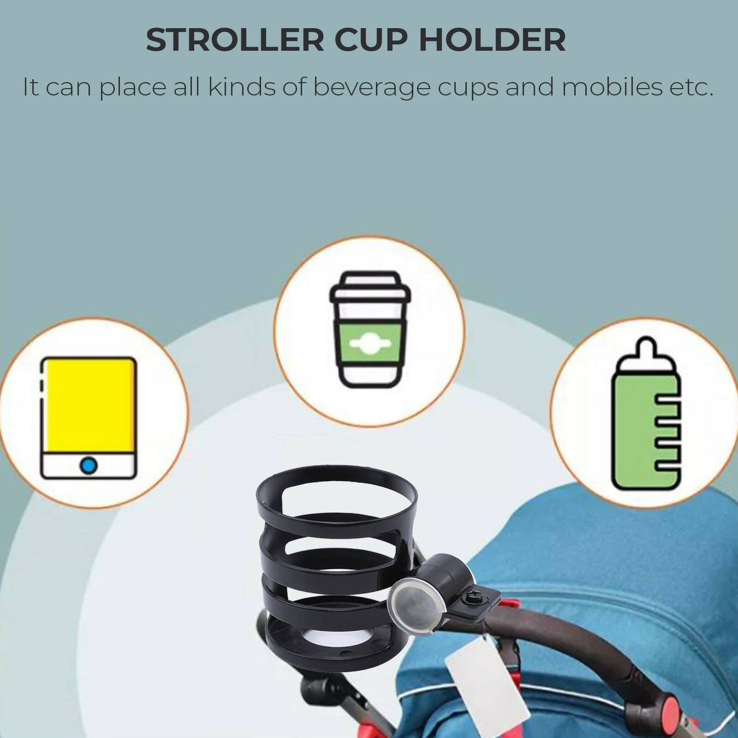 Safe-O-Kid Universal Stroller & Pram cup or Mug holder for kids- Blue