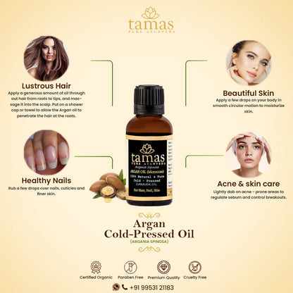 Tamas Pure Ayurveda 100% Natural Argan Cold-Pressed Oil