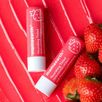 Mamaearth Nourishing Tinted 100% Natural Lip Balm With Vitamin E & Strawberry