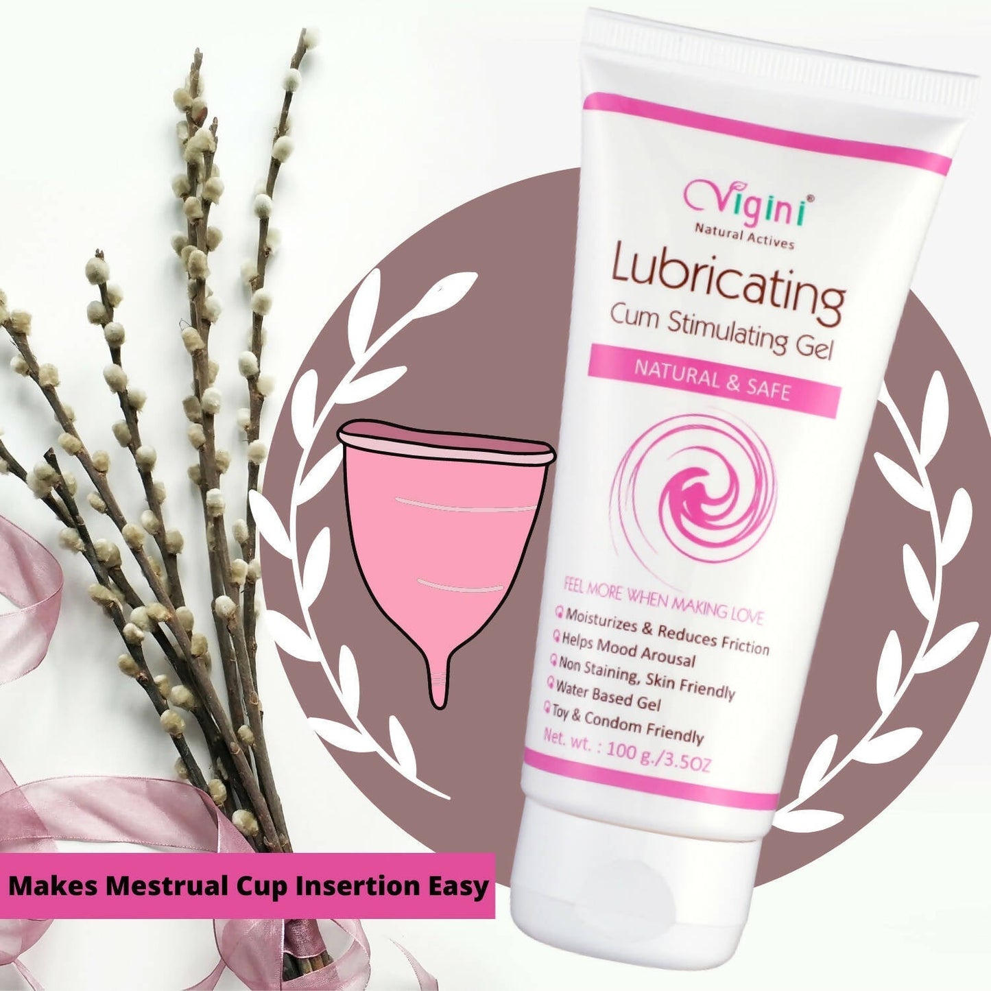 Vigini Natural Actives Vaginal Lubricant, Lubricating Cum Stimulating Lube Gel