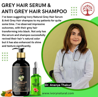 Ivory Natural Grey Serum And Hair Shampoo Combo Restores Natural Hair Wellness And Nourished, Shiny Hair