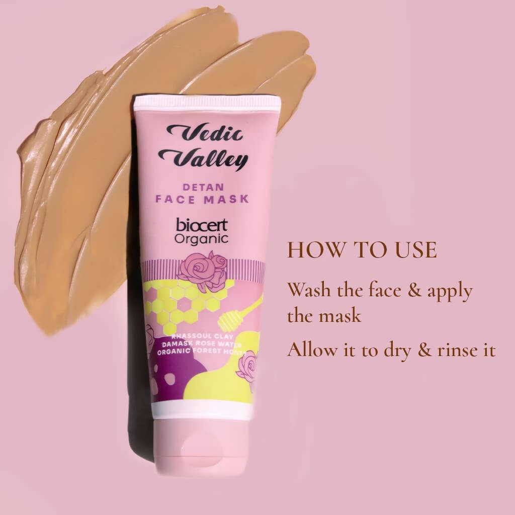 Vedic Valley Detan Face Mask With Rhassoul Clay & Damask Rose Water