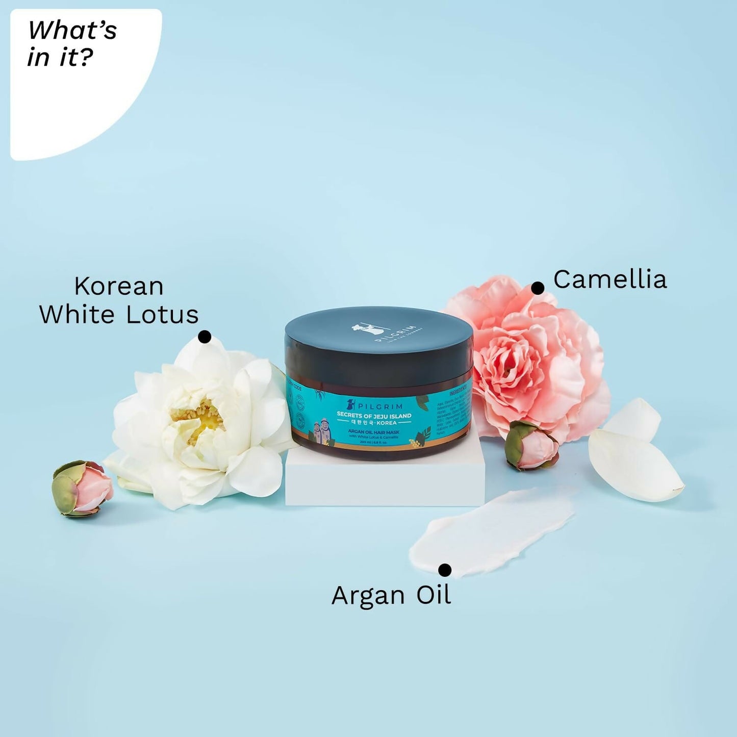 Pilgrim Korean Argan Oil Hair Mask For Dry & Frizzy Hair With White Lotus And Camellia