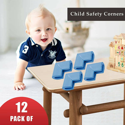 Safe-O-Kid Set of 12 Corner L Shaped Corner Guards for Kids safety- Blue-Small