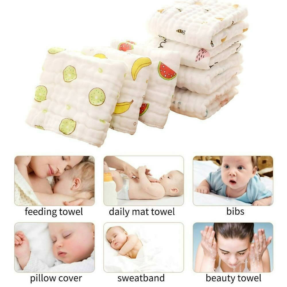 Mom Care Muslin Cotton Face Towels Set Of 5