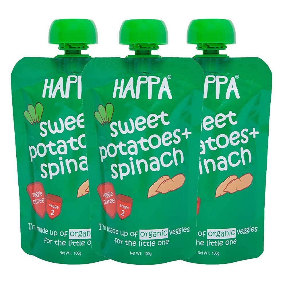 Happa Organic Food, Fruit Puree (Sweet Potato+ Spinach) -  USA, Australia, Canada 