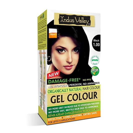 Indus Valley Damage-Free Gel Hair Color-Black - BUDNE