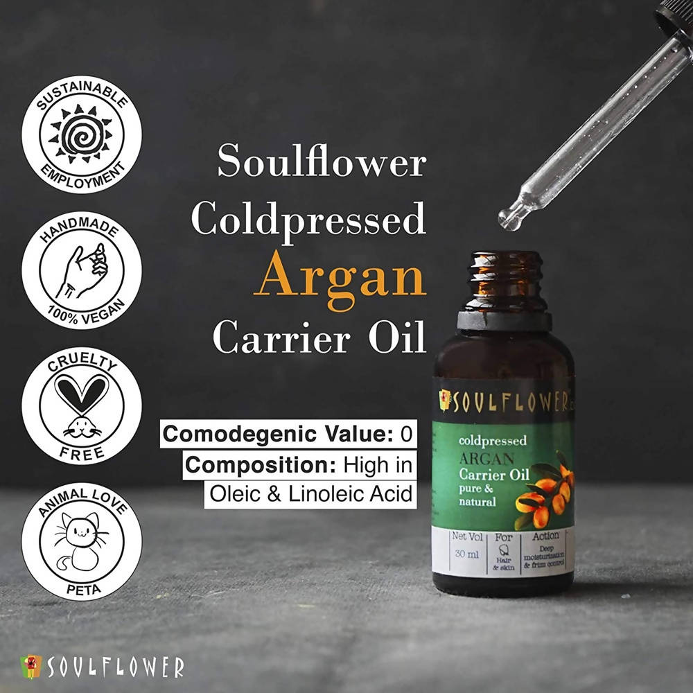 Soulflower Cold Pressed Argan Carrier Oil Pure & Natural